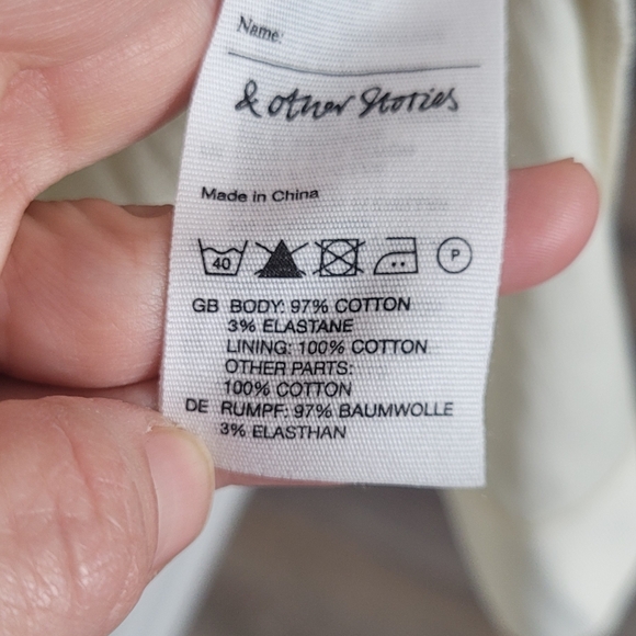 & Others Stories Ivory Cotton Pleated Bottom Pockets Business Zipper Back Sz 40 - Picture 7 of 13